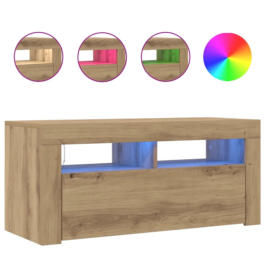 Mobile Porta TV con LED Artigianale 90x35x40 cm Multistrato