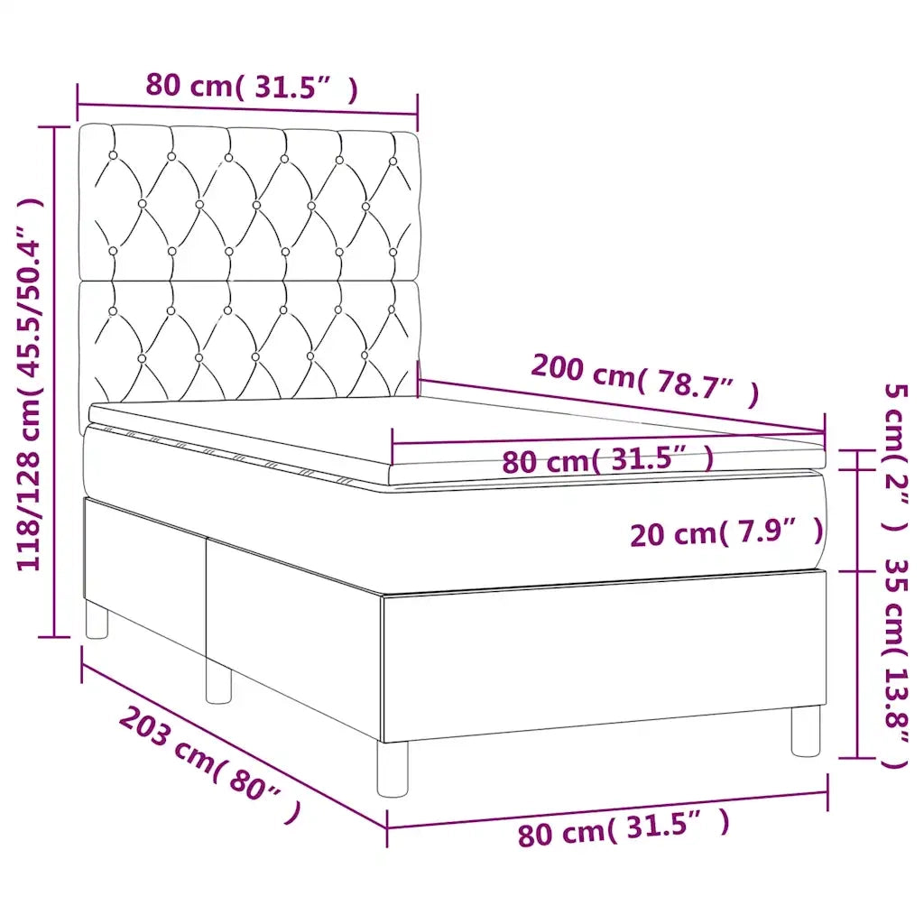 Giroletto a Molle con Materasso Blu Scuro 80x200 cm in Velluto 3143173