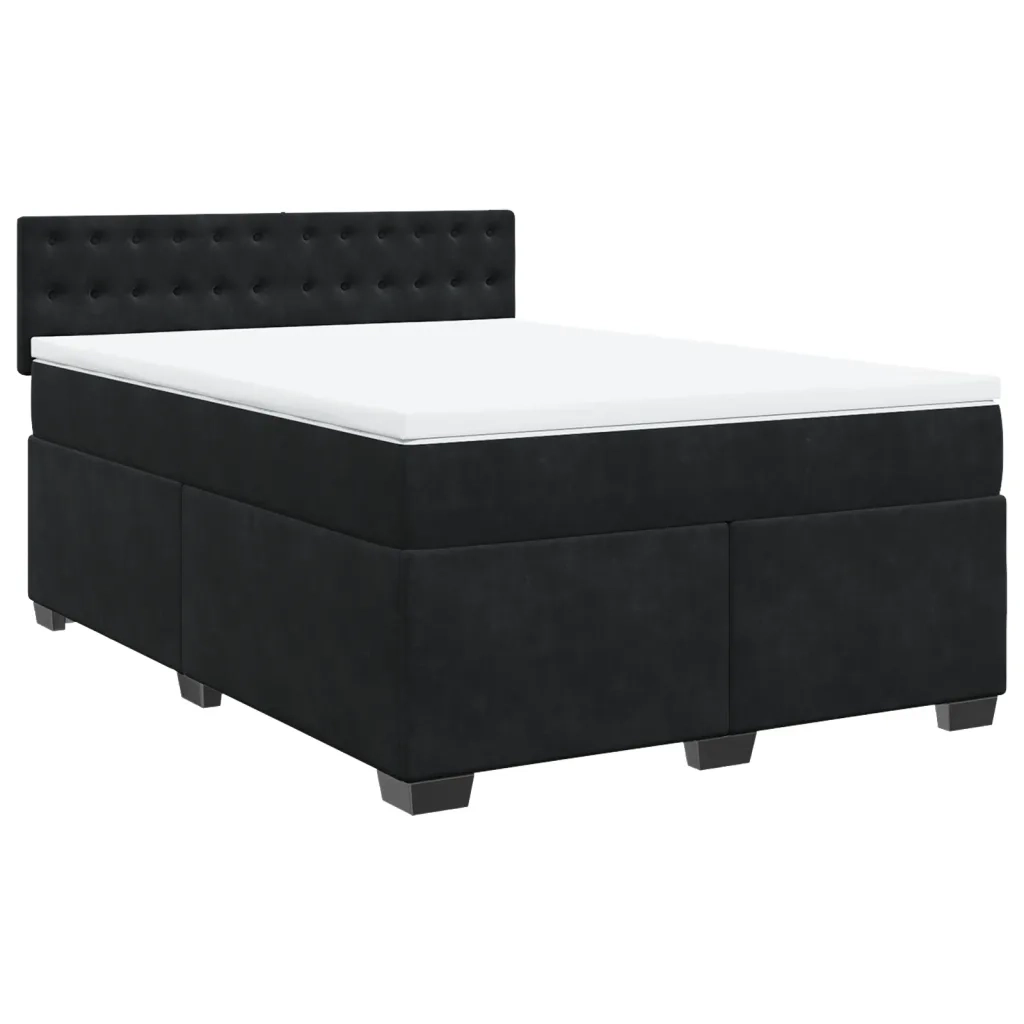 vidaXL Giroletto a Molle con Materasso Nero 160x200 cm in Velluto