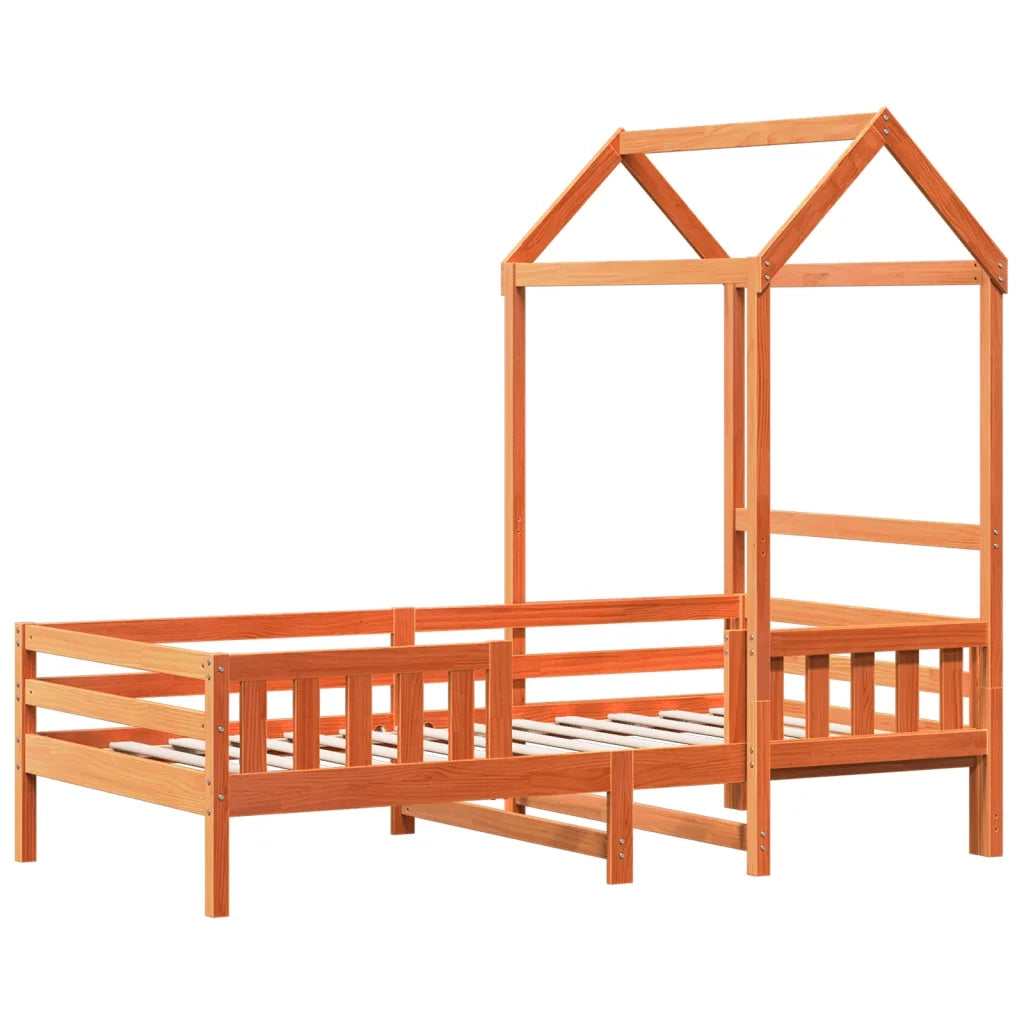 vidaXL Giroletto con Tetto Marrone Cera 90x190 cm Massello Pino