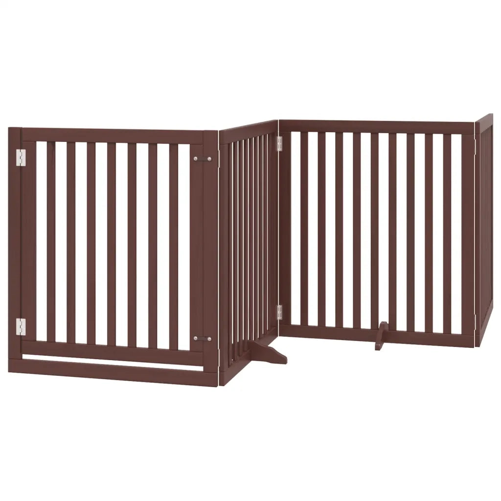 Cancello Cani Porta Pieghevole Marrone 4 Pannelli 320cm Pioppo CFW4064991