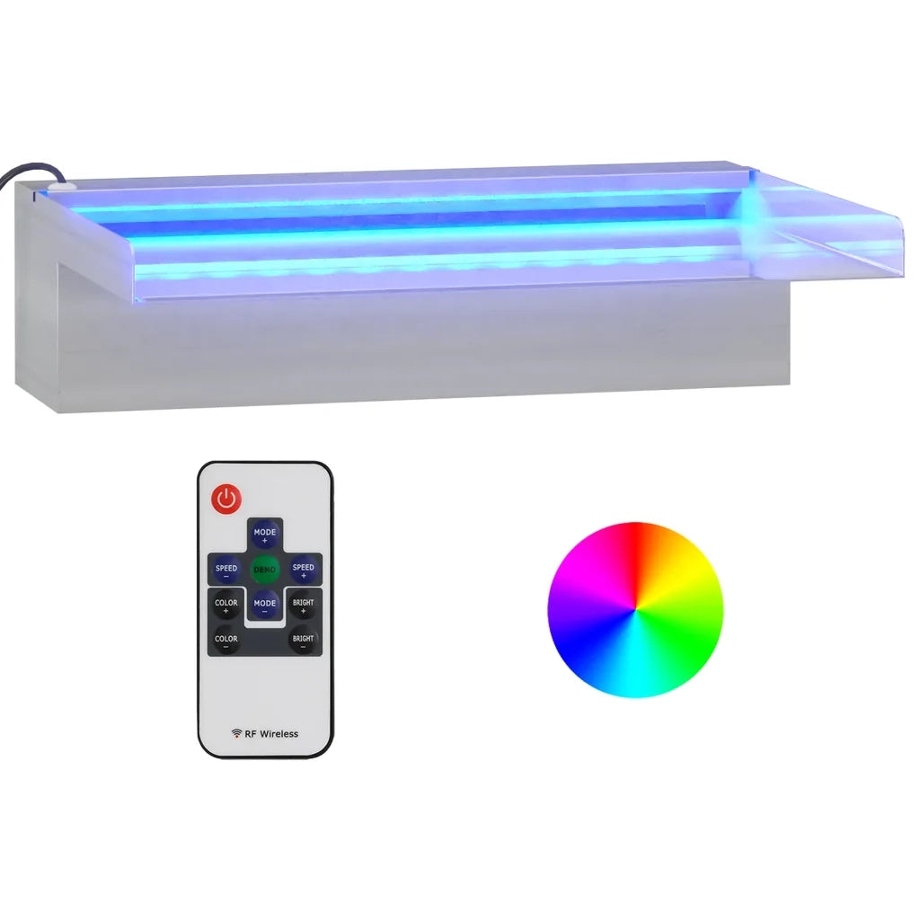 Sfioratore a Cascata con LED RGB Acciaio Inox 30 cm CFW1027970