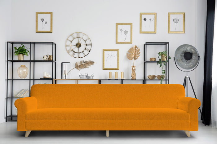 Copridivano Elasticizzato 4 Posti in Poliestere Arancio