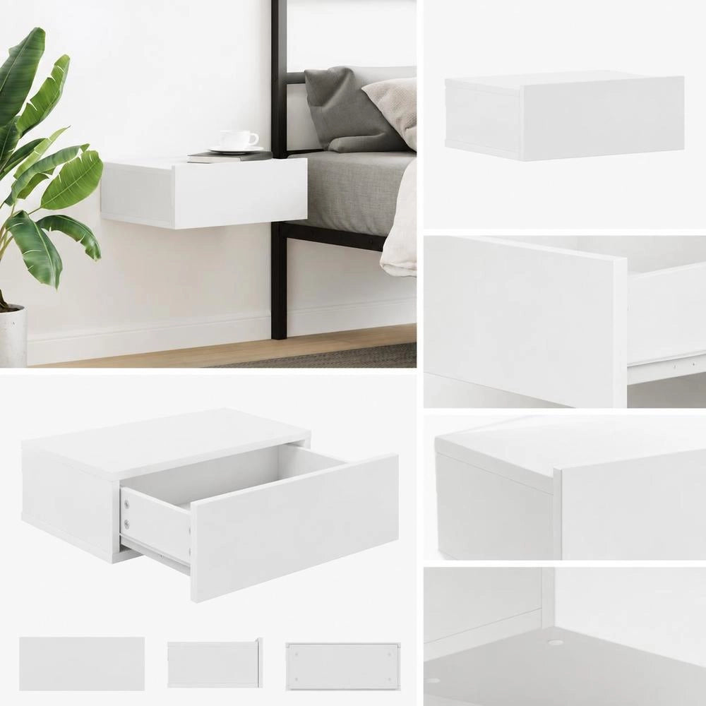 Hanging Bedside Table, White, 40x30x15 Cm, Wood Composite