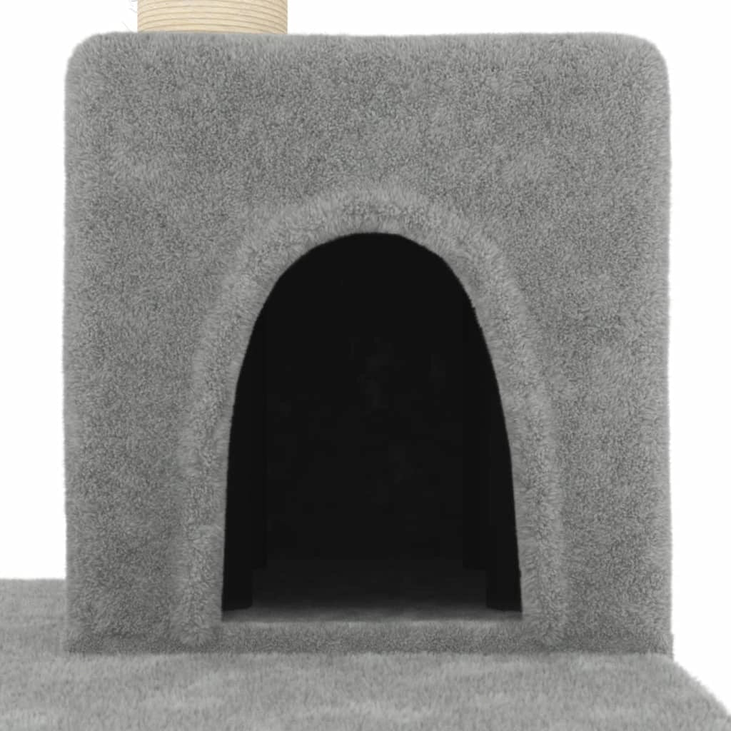 Tiragraffi per gatti torre per arrampicata giocattolo piattaforma per arrampicata con tiragraffi in sisal leggero 123 cm grigio 02_0022557