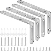 Set di sosteggi angolari robusti - 4 pezzi - acciaio inossidabile - 125 mm x 75 mm