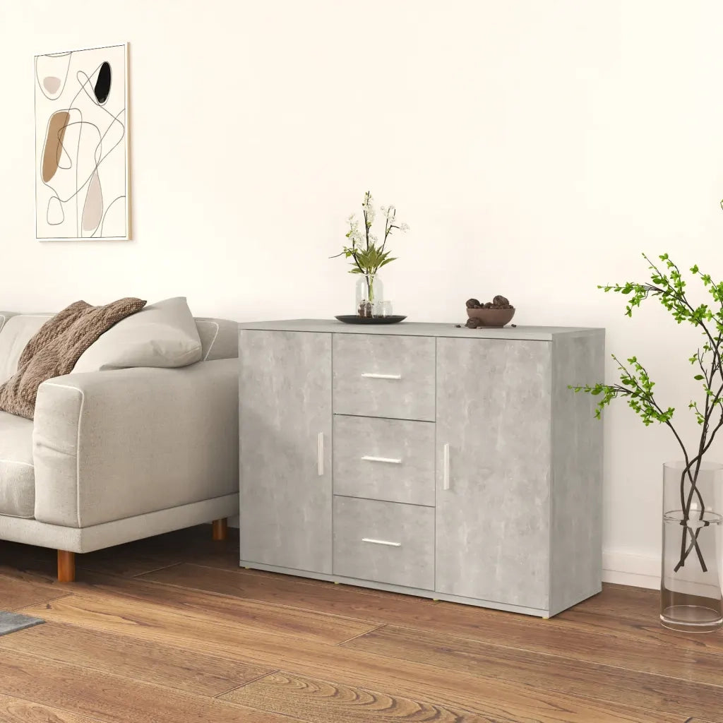 Credenza | Madia | Buffet da pranzo | Armadio da pranzo Grigio Cemento 91x29,5x65 cm in Legno Multistrato