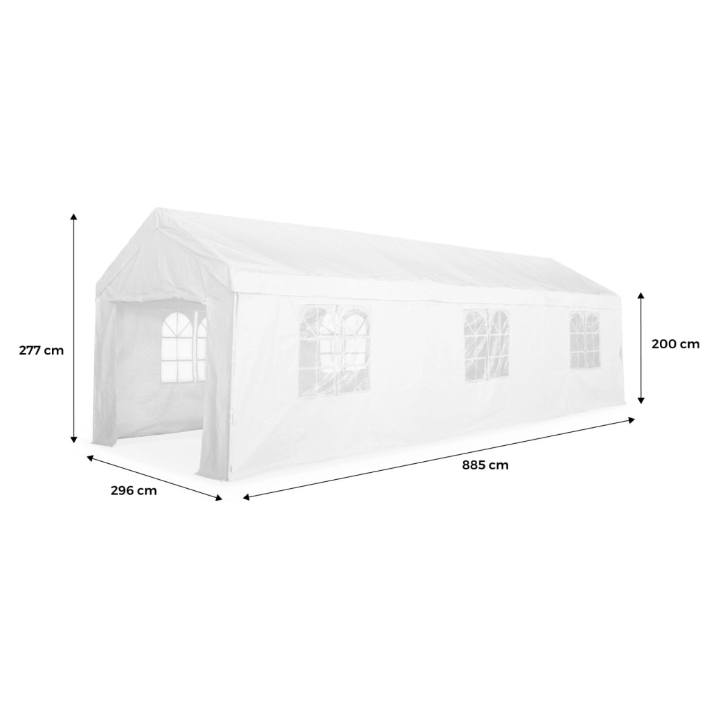 Tendone per festei, 3x9m, bianco, bianco