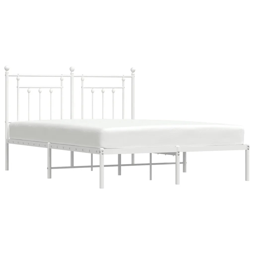 Giroletto con Testiera-Struttura Letto con testiera Metallo Bianco 140x200 cm 887436