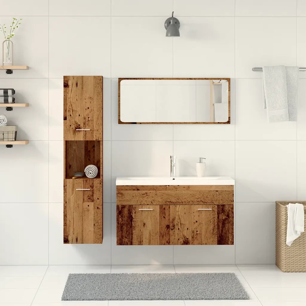 Set Mobili da Bagno 5 pz Legno Antico in Legno Multistrato 3328603