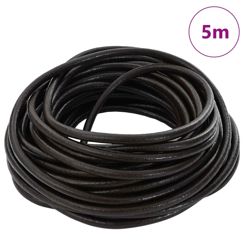 Cordino in Pelle Marrone Scuro ?5 mm x 5 m Pelle CFW8114224