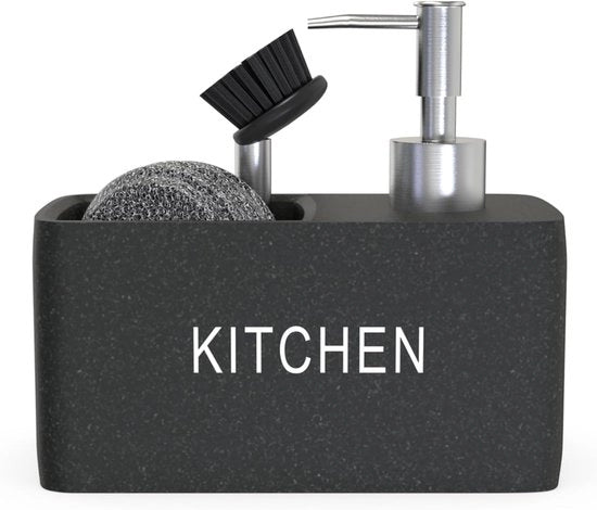 Dispensatore di sapone per la cucina - Accessori da cucina - Nero - Acciaio inossidabile - 500 ml