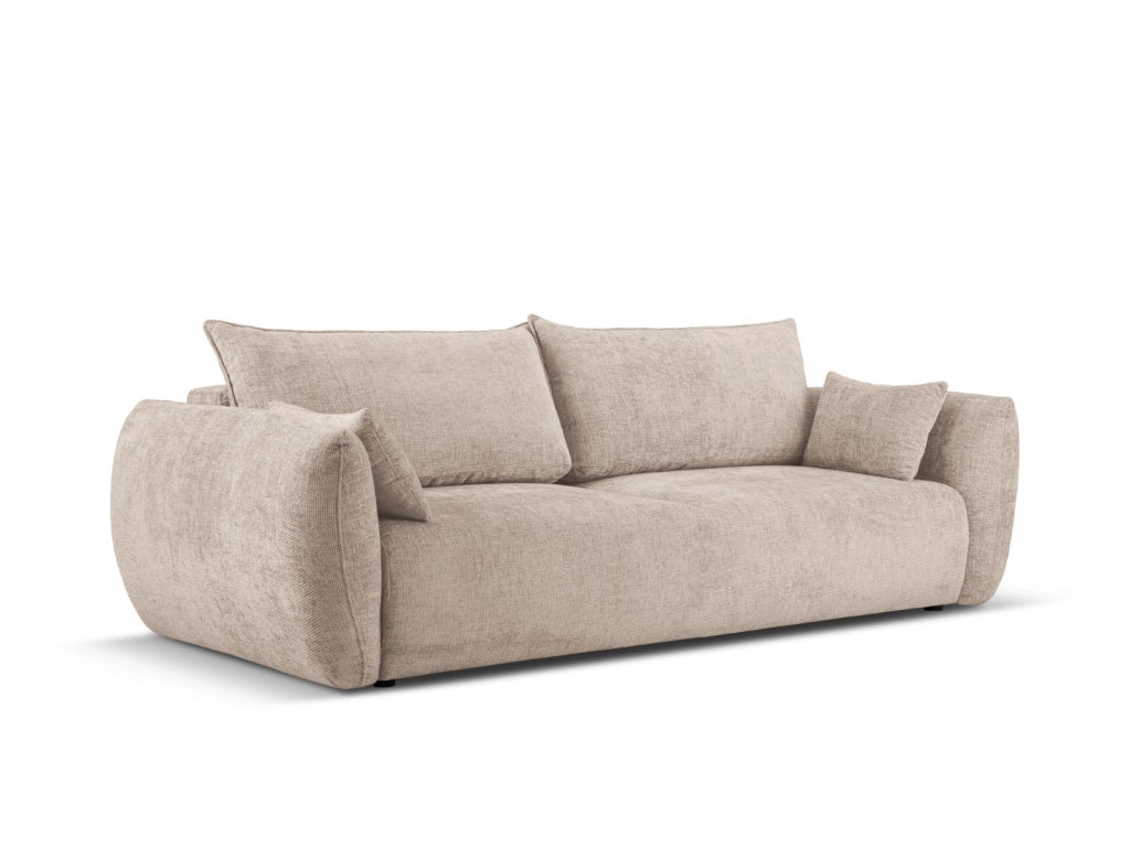Cosmopolitan Design - Divano convertibile con contenitore "Matera" 3 posti in ciniglia beige 