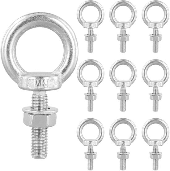 Ringschroef M8 - 10 pezzi - Acciaio inossidabile 304 - Oogschroef - Bevita/Ostacola - Resistente alla corrosione - Alta qualità