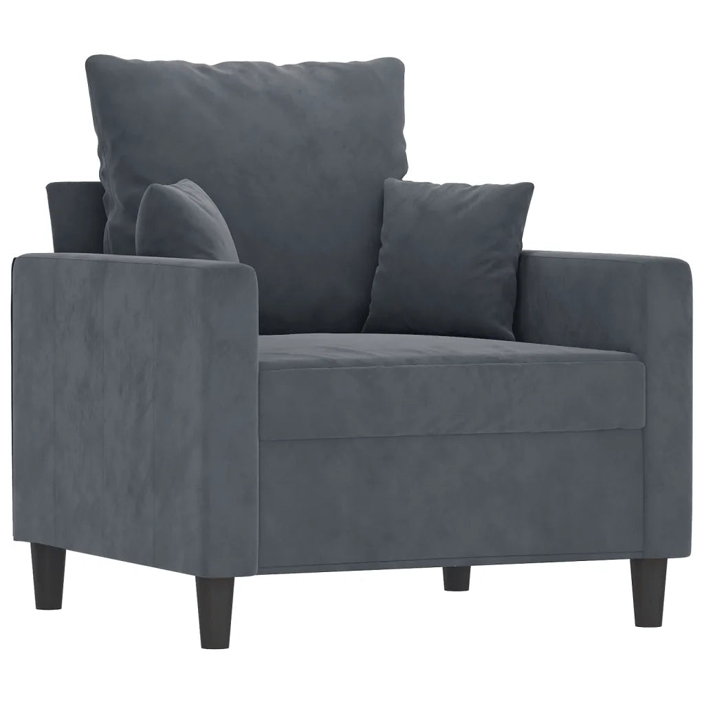 Poltrona-Divano Sedia-Poltroncina Grigio Scuro 60 cm Velluto 883690