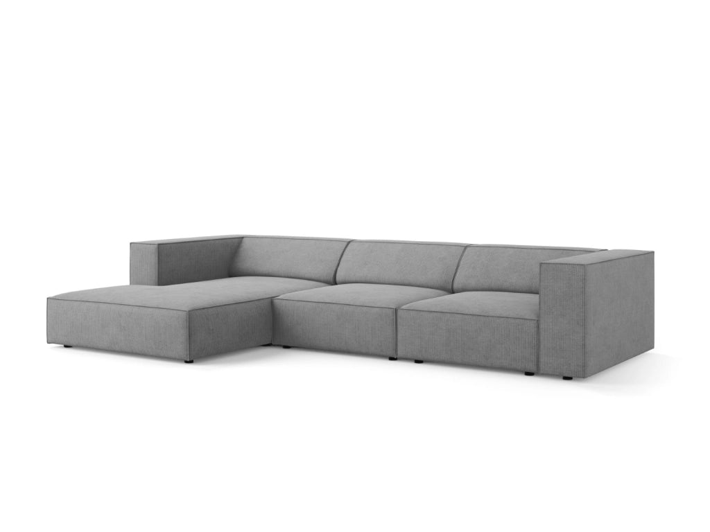 Cosmopolitan Design - Divano angolare sinistro "Arendal" 4 posti in ciniglia con effetto a coste grigio scuro 