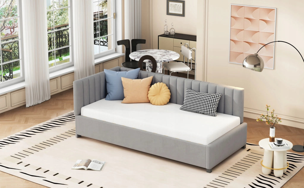 Letto imbottito singolo - Xylo - 90x200 cm - Grigio