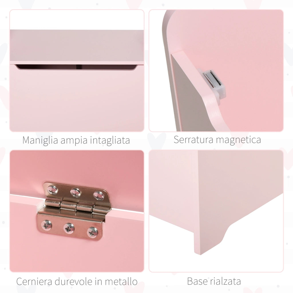 Cassettiera Portagiochi in Legno ¨C zephmum ¨C Rosa 60x40x48cm