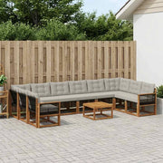 Set di divani da esterno 11 pz Naturale e Grigio chiaro 3382255