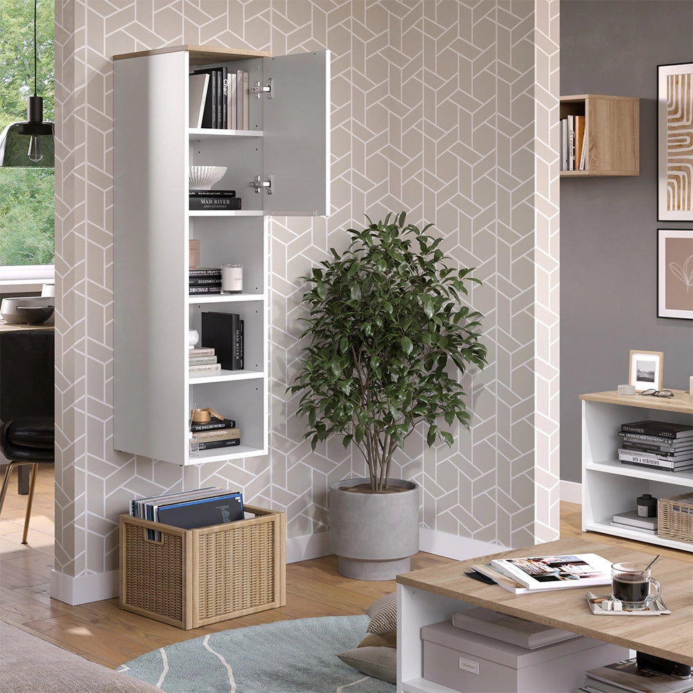 Vicco Armadio universale Bianco/Sonoma 30.2 x 120 cm con una porta
