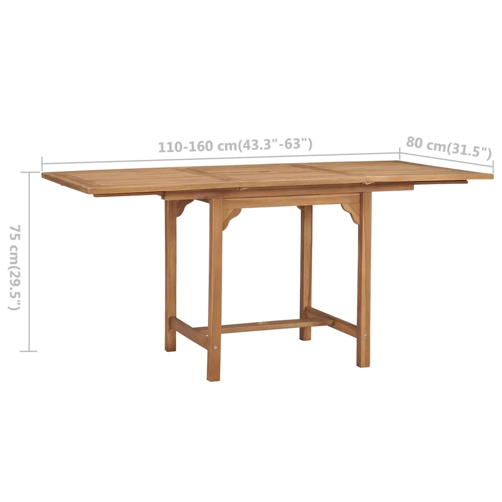 Tavolo da Giardino | Tavolino da esterno Estensibile (110-160)x80x75 cm Massello Teak