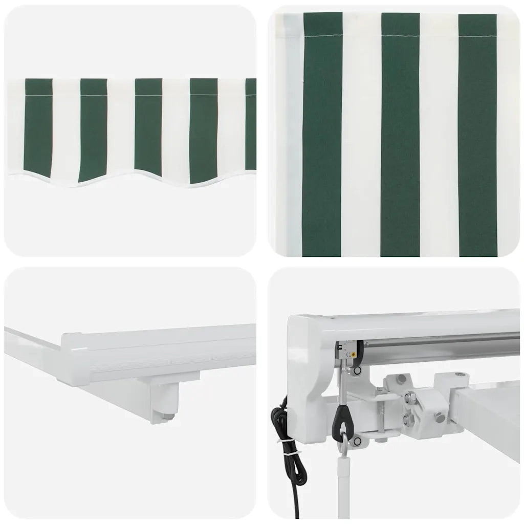 Tenda Retrattile Verde e Bianco 400x200 cm Tessuto 3329902