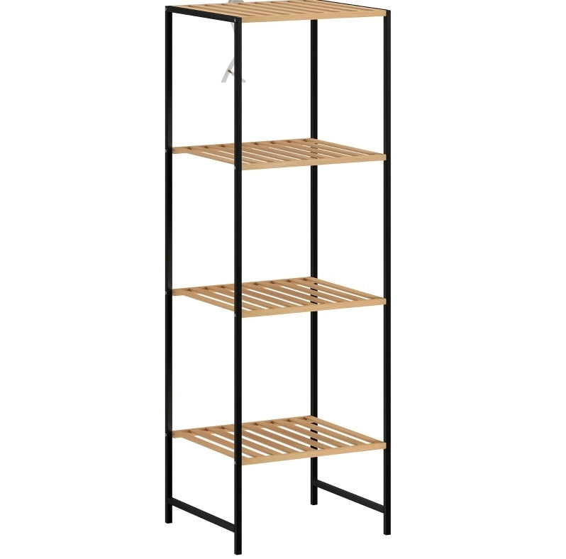 Scaffale a 4 ripiani 36,5x33x110 cm naturale in bambù e acciaio