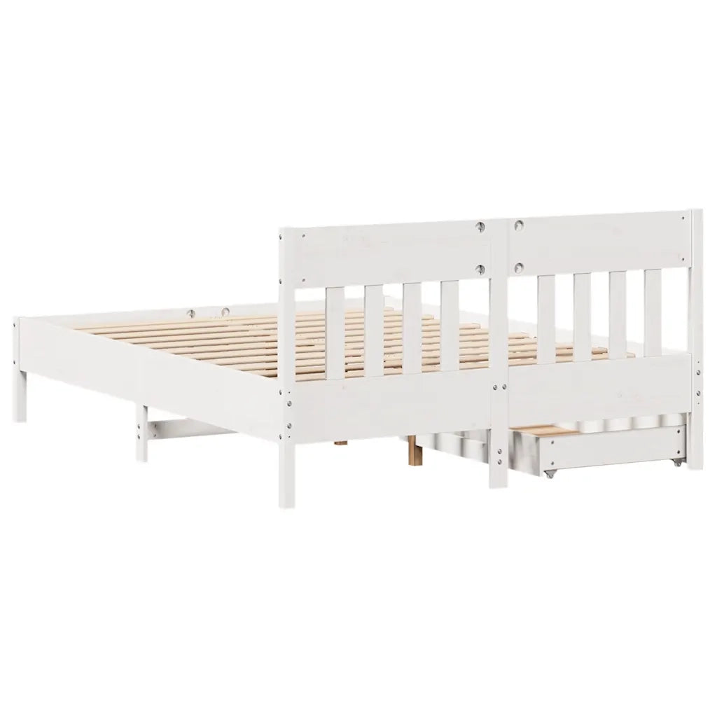 Letto senza Materasso-Struttura Letto Bianco 140x200 cm Legno Massello di Pino 244011