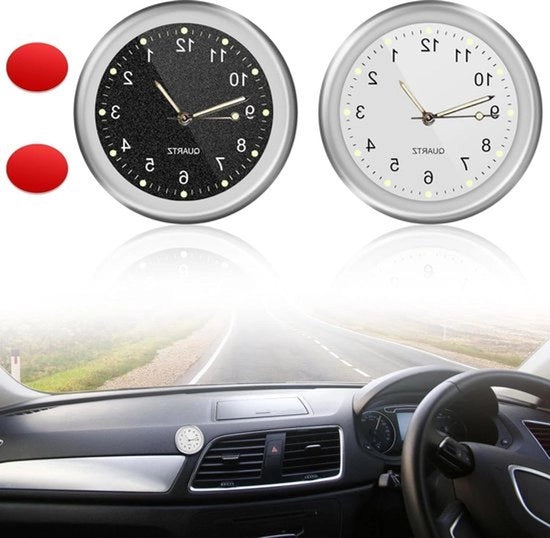 Orologio per auto - bianco - adesivo per cruscotto - orologio da polso - orologio da parete - clip per ventilazione - cruscotto del veicolo.