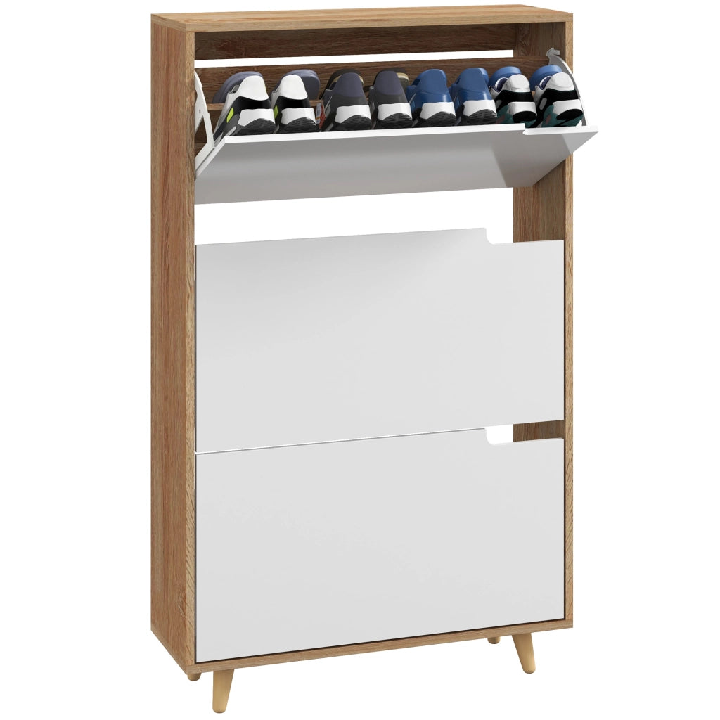 Scarpiera a 3 Cassetti con Ripiano Regolabile ¨C zephmum ¨C 72x24x119cm Bianco