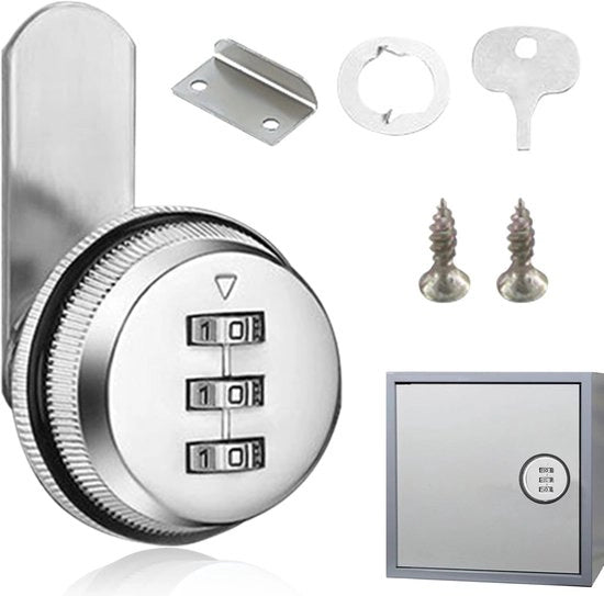 Set di chiusure per cassetti (argento 30 mm) cassetteslot 3 cifre senza chiave slot per cassetti senza chiave per serrature di cassetti per porte di carico di cassetti per armadietti di sicurezza