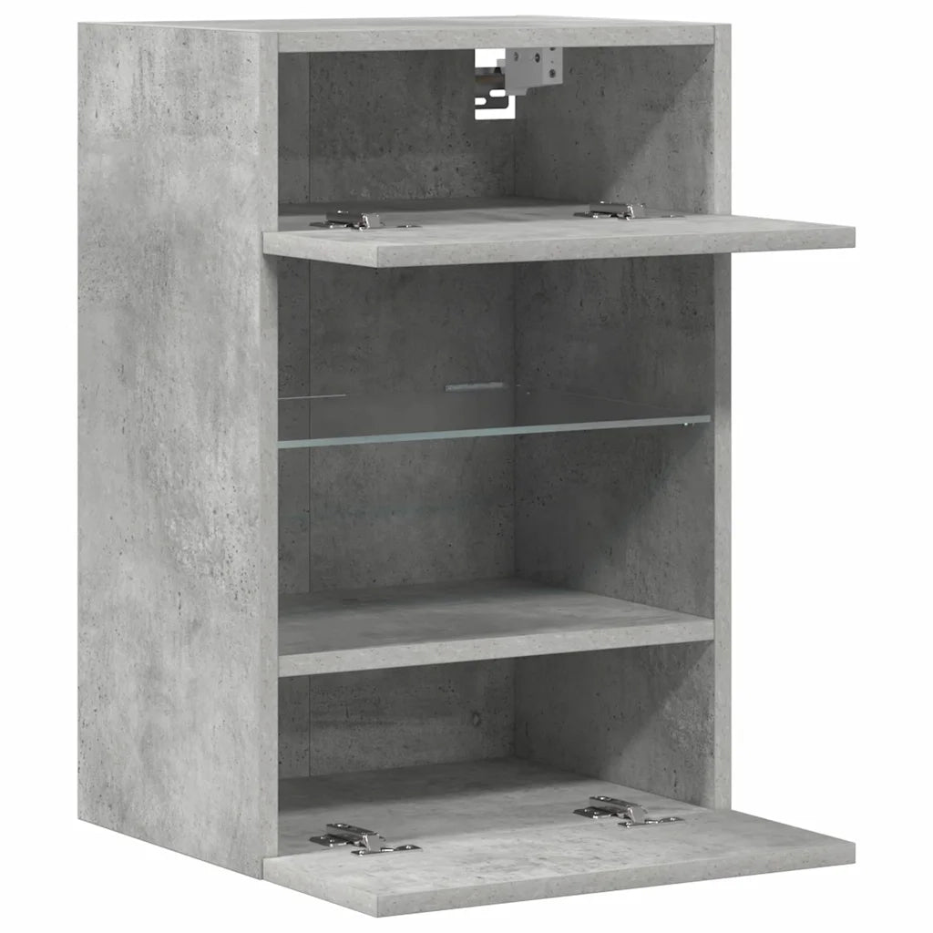 Mobili da parete con luci LED per TV 2pz-Set di 2 Credenza per TV Grigio Cemento 40x30x60,5cm