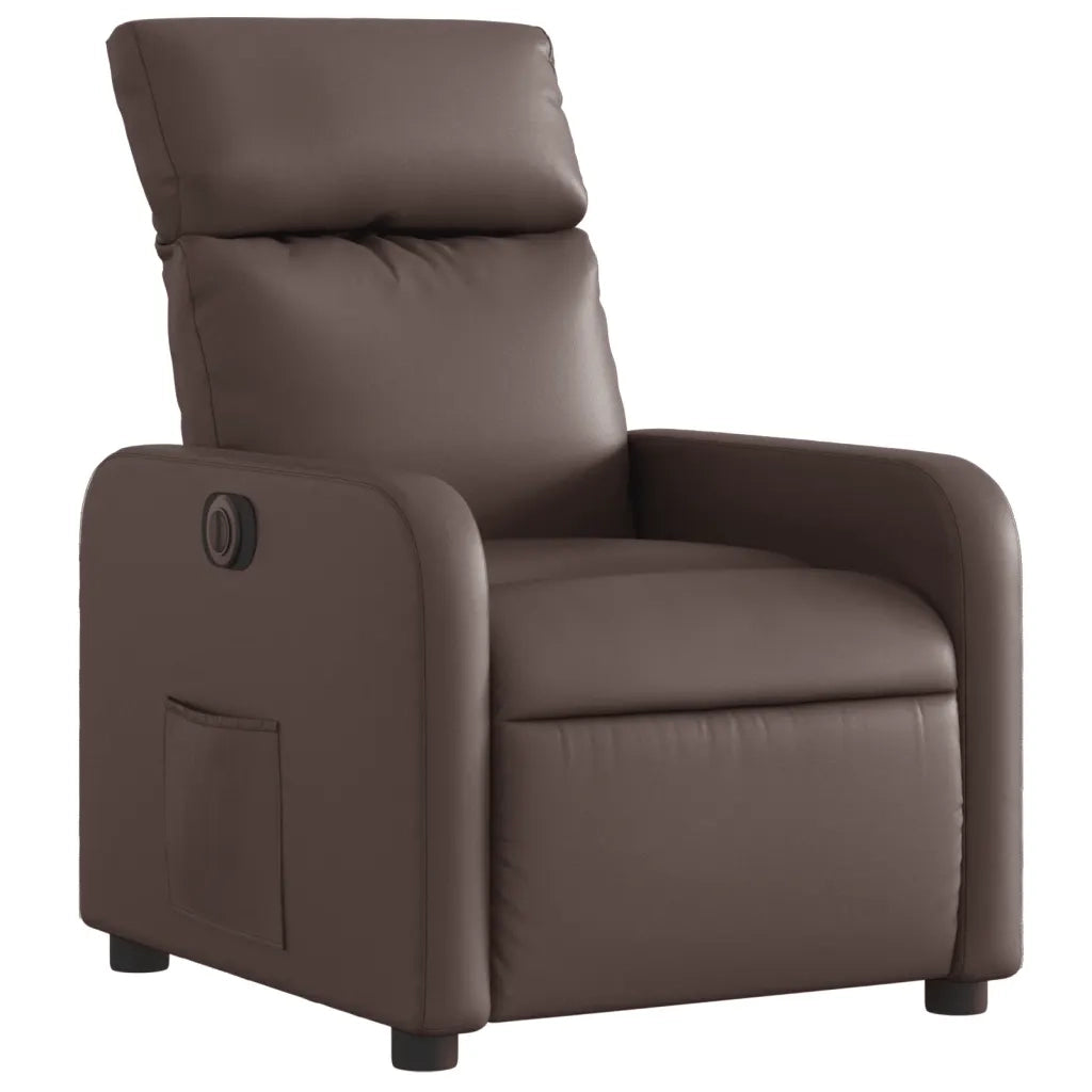 Poltrona Reclinabile Elettrica Marrone in Similpelle 3206737