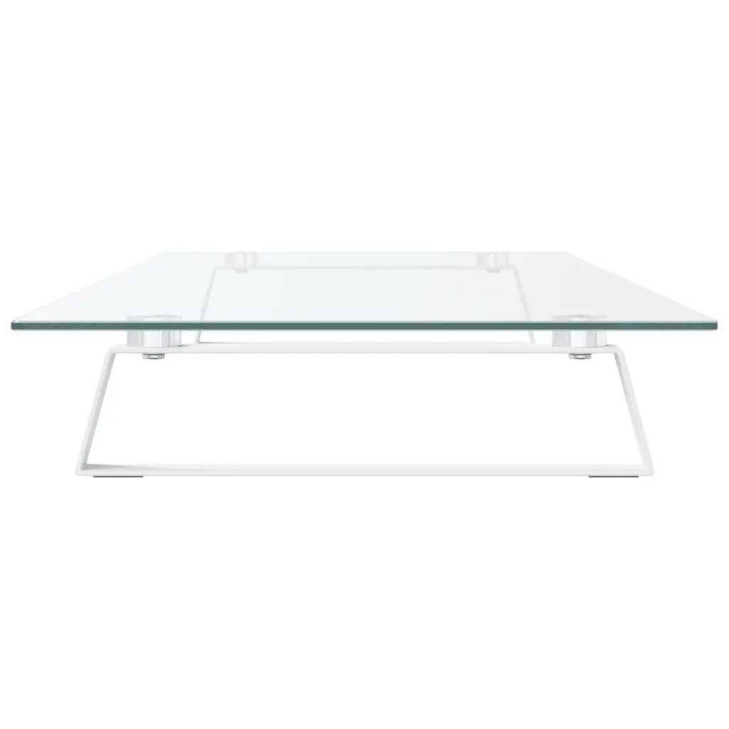 Supporto per Monitor Bianco 100x35x8cm Vetro Temperato Metallo