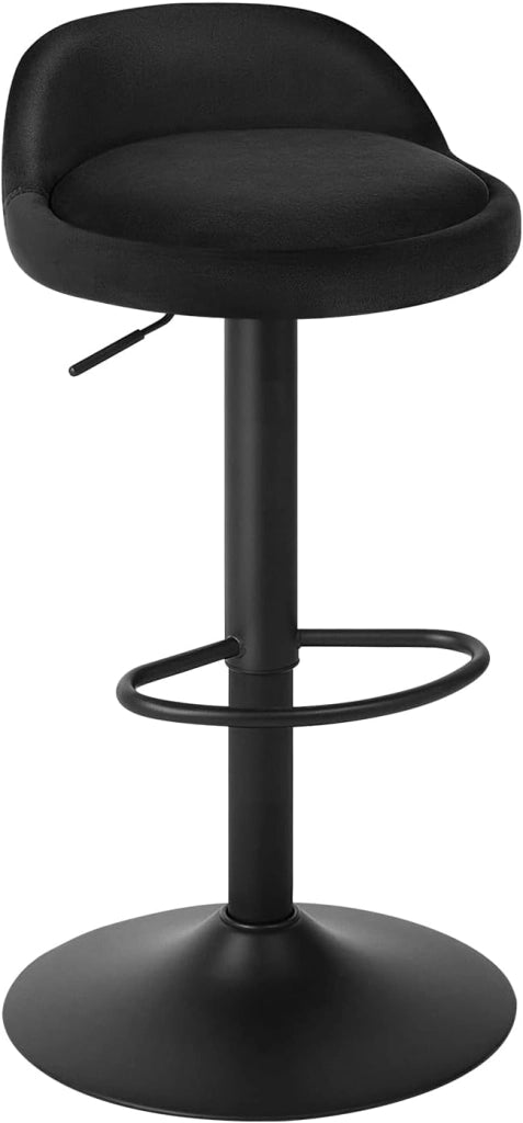 Sgabelli da Cucina in Velluto con Poggiapiedi Sgabelli da Bar Moderni per Bancone Penisola Sedie Alte Girevoli Altezza Seduta Regolabile 62-84cm, Nero 4 Pezzi 0824BY-4