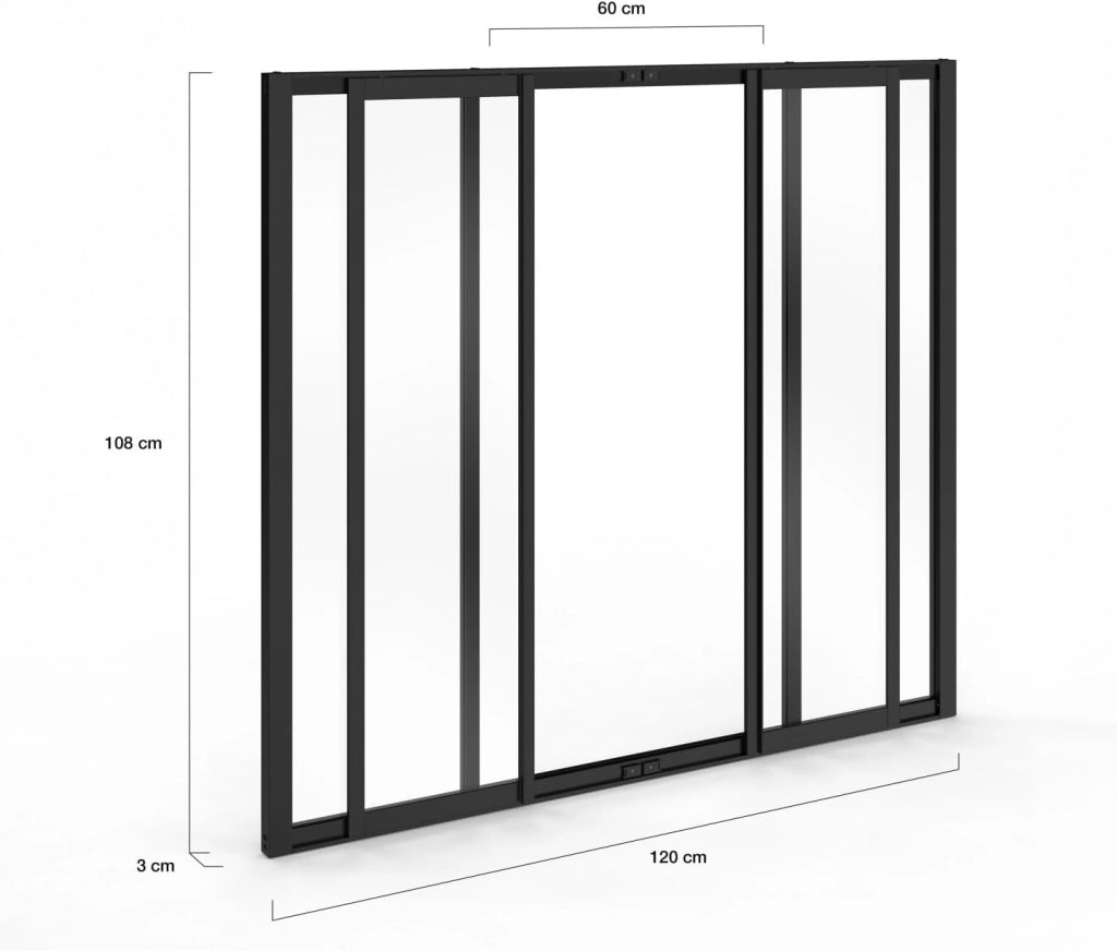 IDMarket - Tetto in Vetro dell'officina Scorrevole a 4 Pannelli L. 120 x H.108 cm in Metallo Nero e Vetro temperato