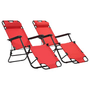 Lettini Prendisole 2 pz Pieghevoli e Poggiagambe Acciaio Rosso cod mxl 23994