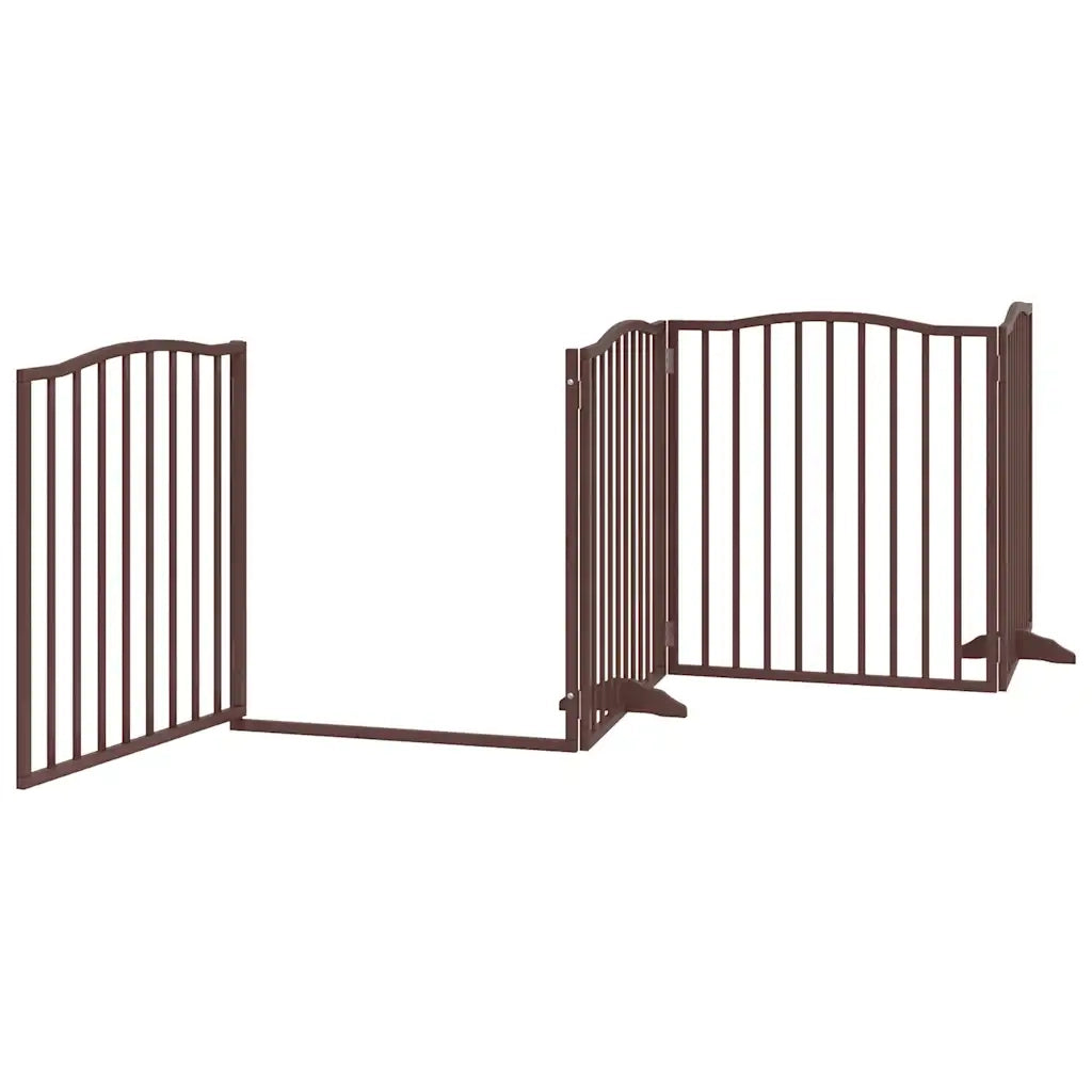 Cancello Cani Porta Pieghevole Marrone 10 Pannelli 800cm Pioppo CFW5415840
