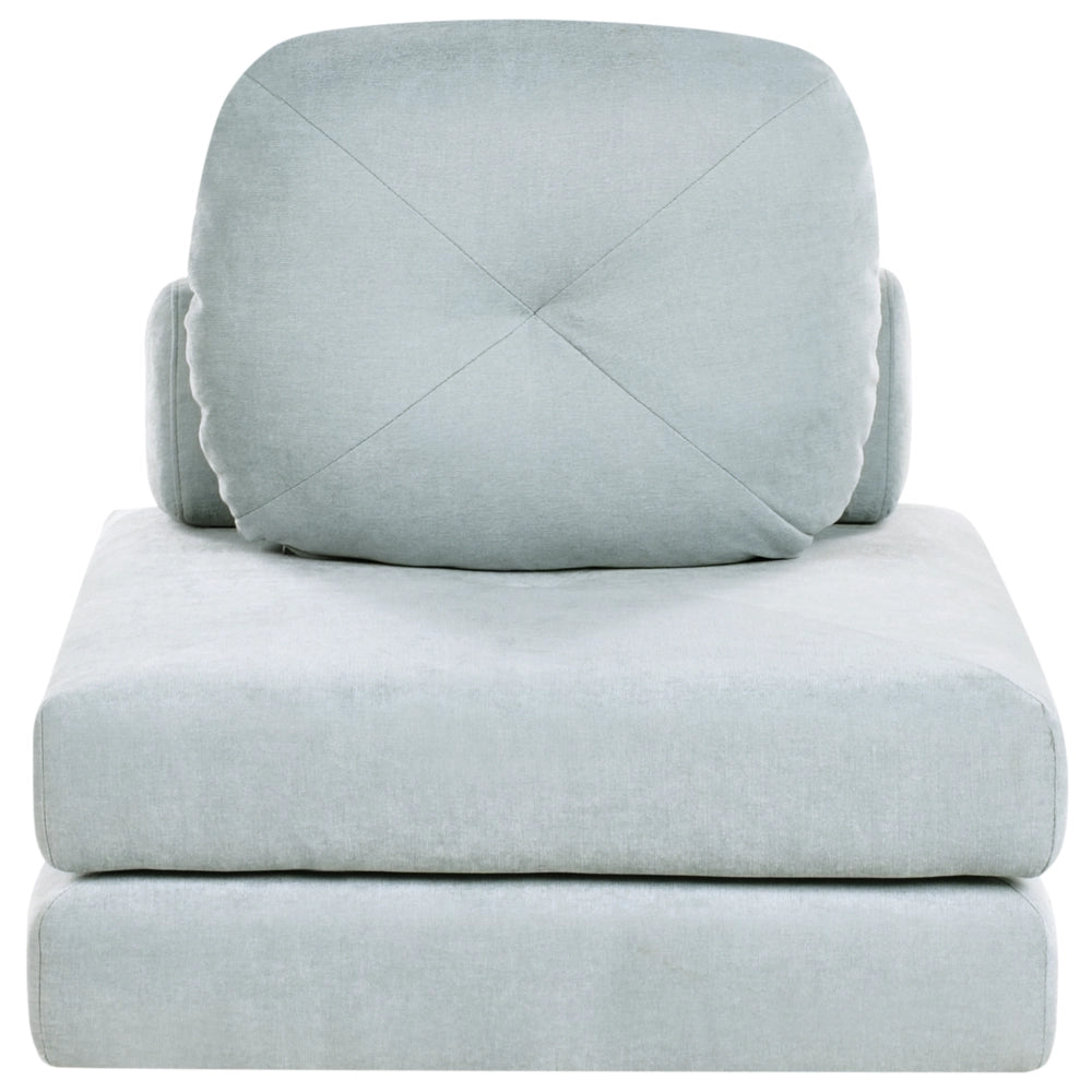 Divano Pouf Letto Tessuto di ciniglia Azzurro Tappezzeria Singola Sedia Letto Pieghevole con Cuscino Design Moderno