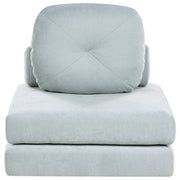 Divano Pouf Letto Tessuto di ciniglia Azzurro Tappezzeria Singola Sedia Letto Pieghevole con Cuscino Design Moderno
