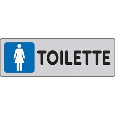 TARGA SEGNALETICA ADESIVA TOILETTE DONNA - VINILE CM 15X5- 10 pezzi
