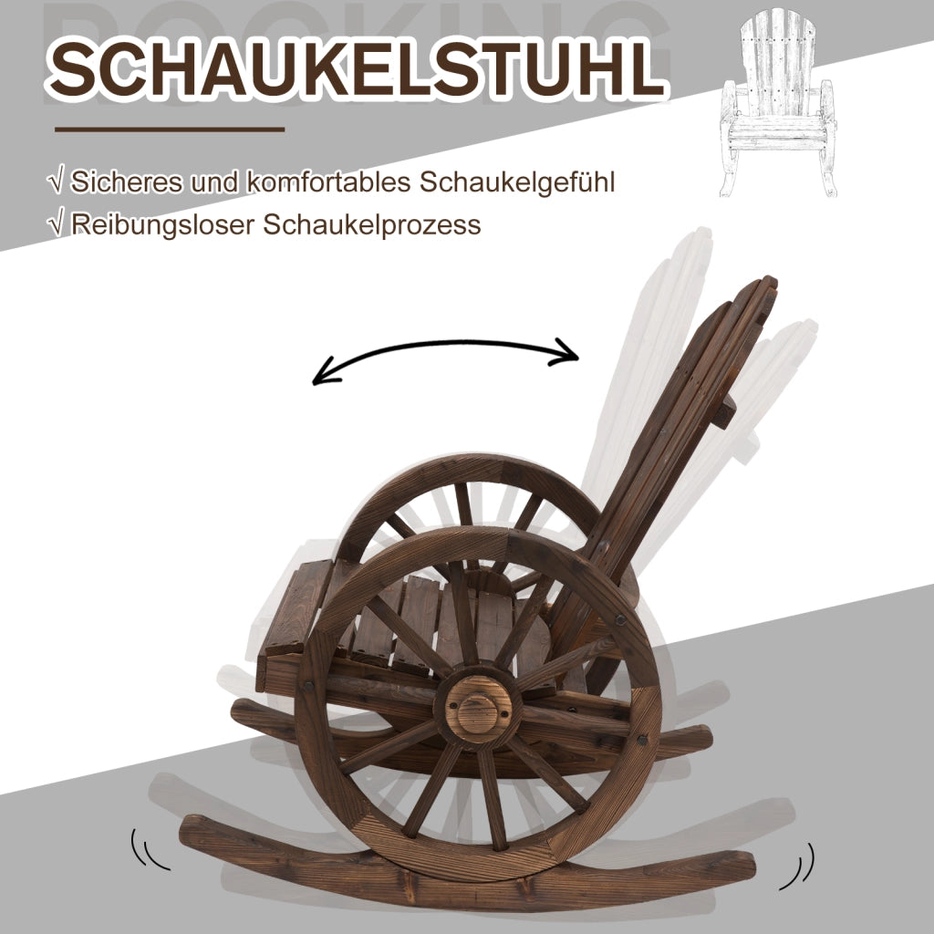 Sedia a dondolo; design rustico; legno massiccio sigillato; impermeabile 68 cm x 88 cm x 92 cm