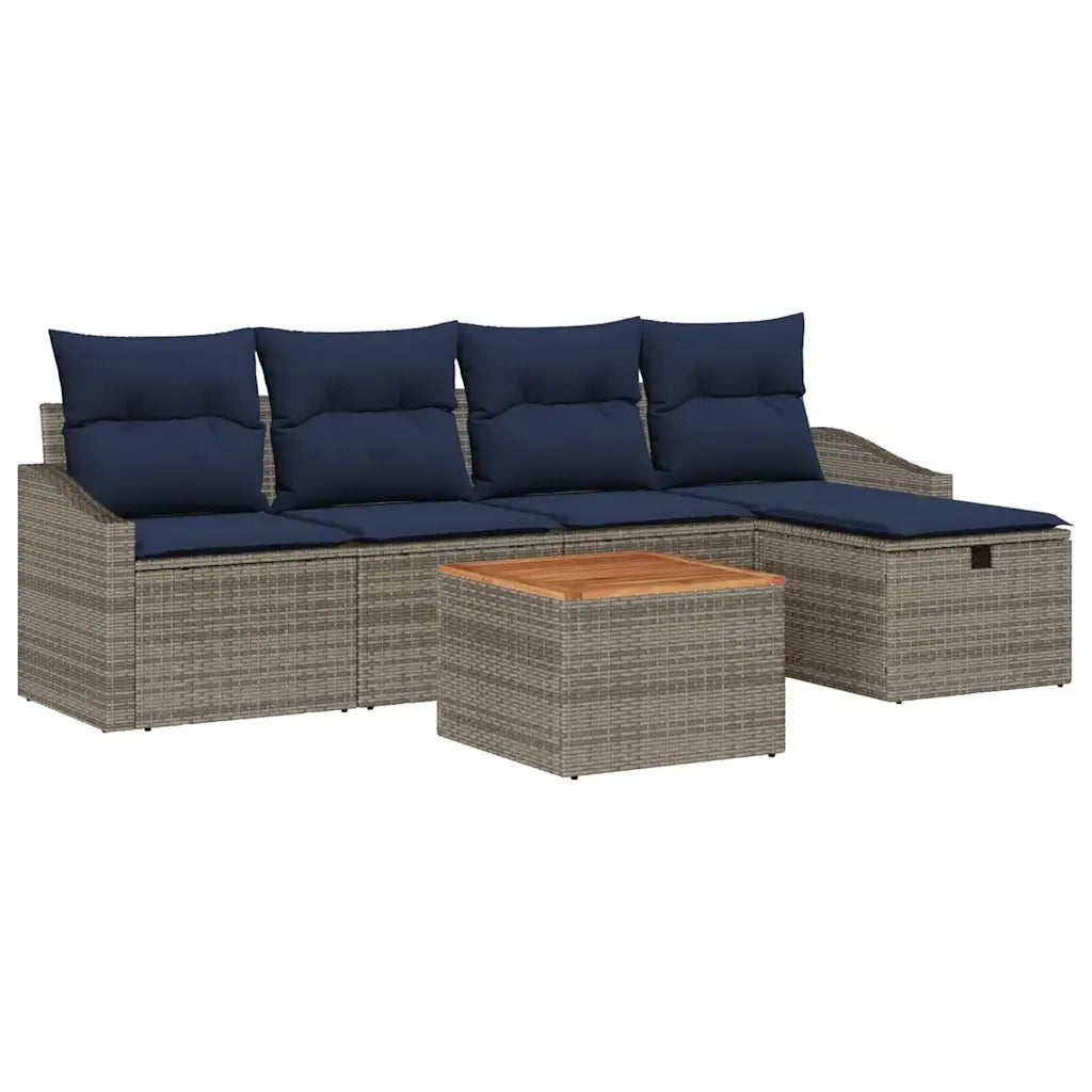 Set Divano da Giardino con cuscino 6 pcs Grigio Poly Rattan 3360895