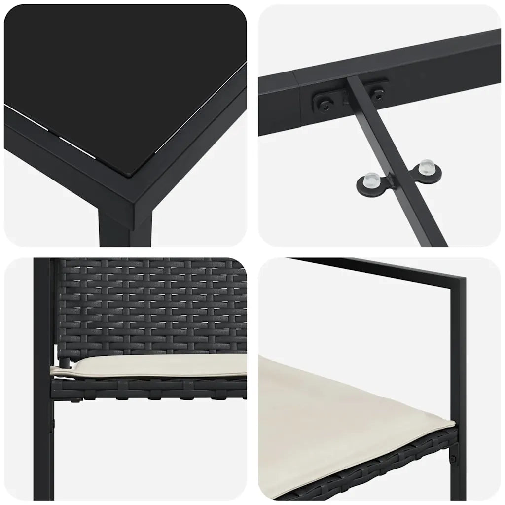 Set da Pranzo per Giardino 9 pcs Nero 3379332