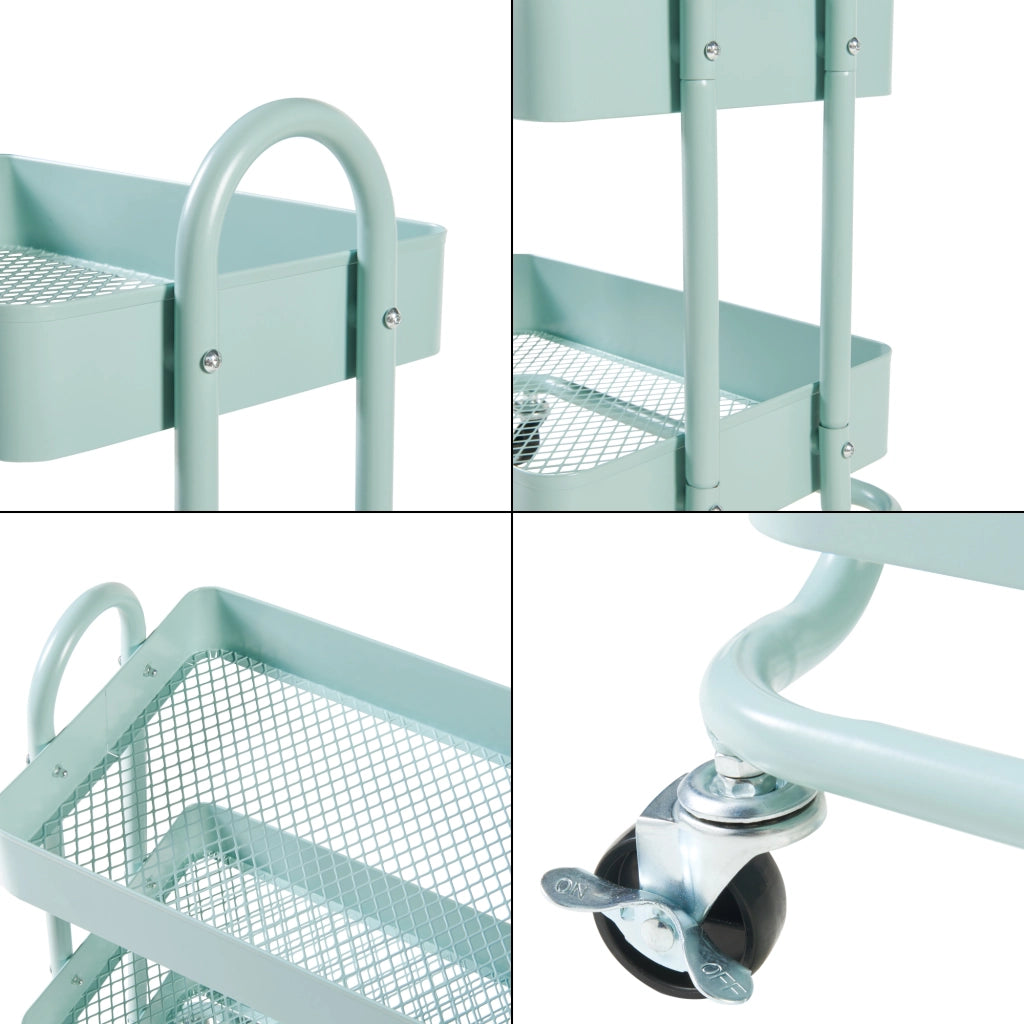 Carrello da Stoccaggio Pyhäntä con 4 Contenitori - Acciaio Menta Verde [en.casa]
