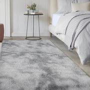 Tappeto per soggiorno a alta densità, lavabile, antiscivolo e soffice, tappeto tie-dye a alta densità per camera da letto e nursery, dimensioni 90 x 150 cm, colore grigio chiaro.