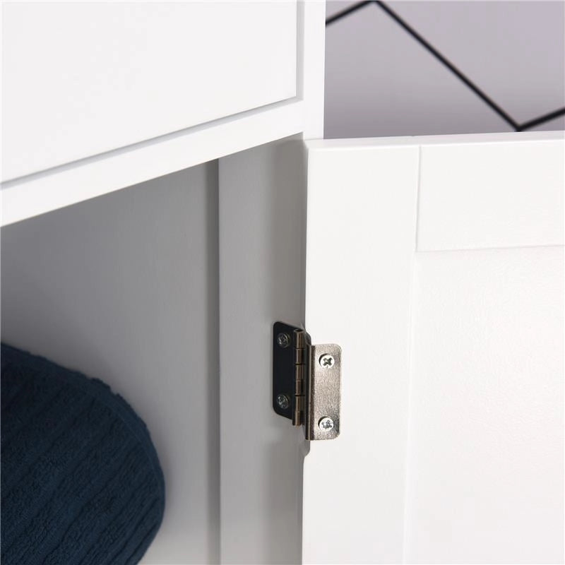 MOBILE COLONNA BAGNO SALVASPAZIO CON ARMADIETTO, CASSETTO E RIPIANI IN MDF, 40X27X171.5CM, BIANCO