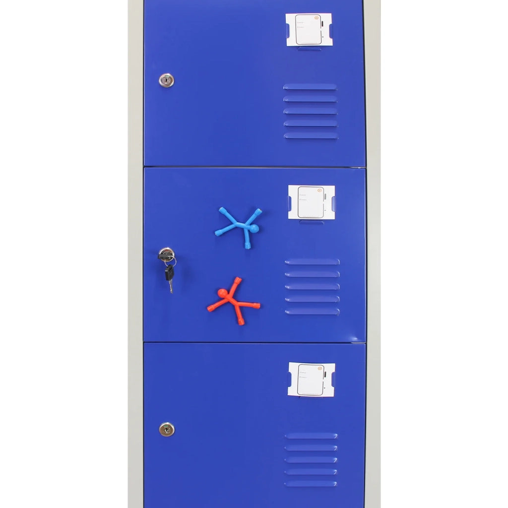 3 Armadietti da Montare con 6 Porte Blu Acciaio per Scuole Palestre Spogliatoi
