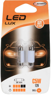 C10W Coppia di Lampadine 8 Led Siluro per luci auto 12V 10W SV8,5
