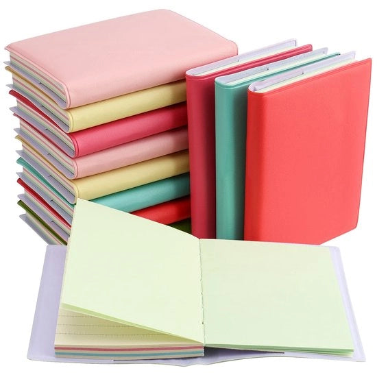 Libretto di Note Mini 12 Unità - Copertina in Pelle PU - Carta 80 g/m² - 100 Fogli/200 Pagine - 6 Colori - Compatta e Leggera - Blocco di Note